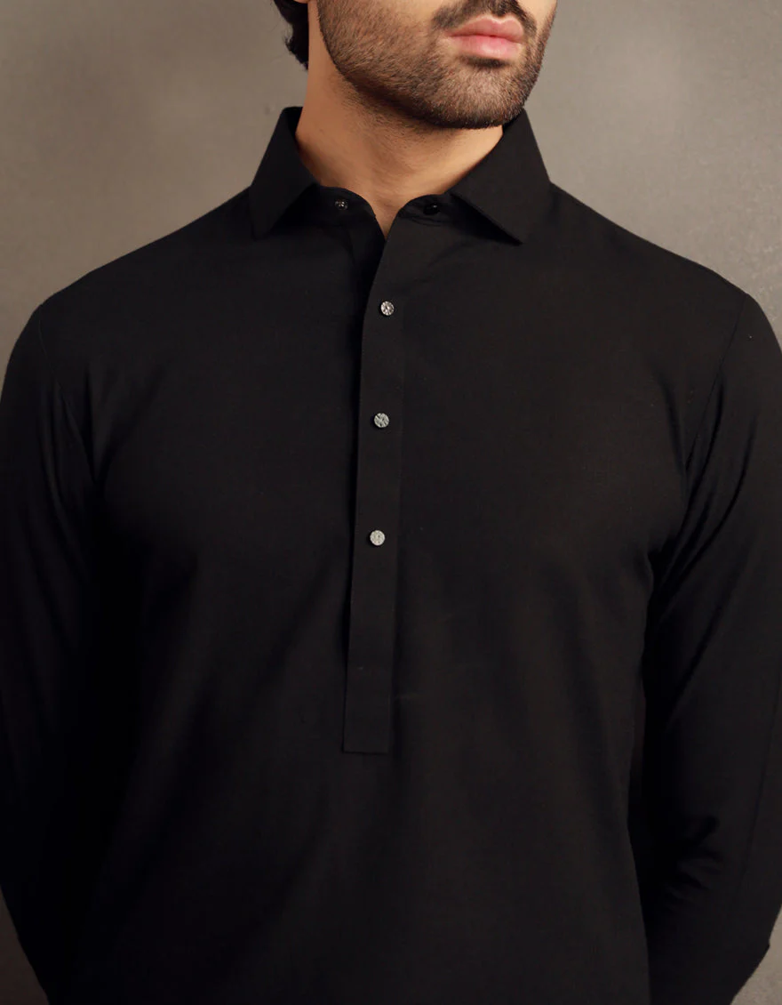 BLACK BLENDED KAMEEZ SHALWAR | JJKS-W-33032/S24/JJ9586-PN - Image 3