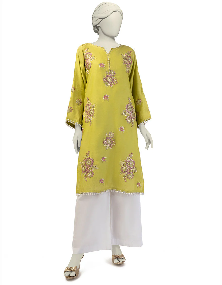GREEN COTTON NET KURTI | JJLK-S-JFS-25-204 FB/ELFESYA-04