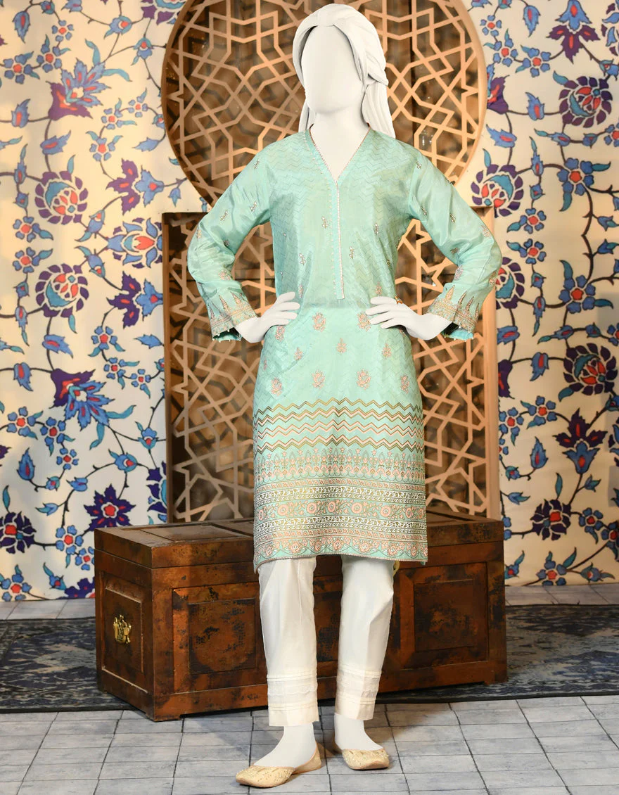 MINT GREEN SILK KURTI | JJLK-S-JPWK-US-22-647 FB/FF-064