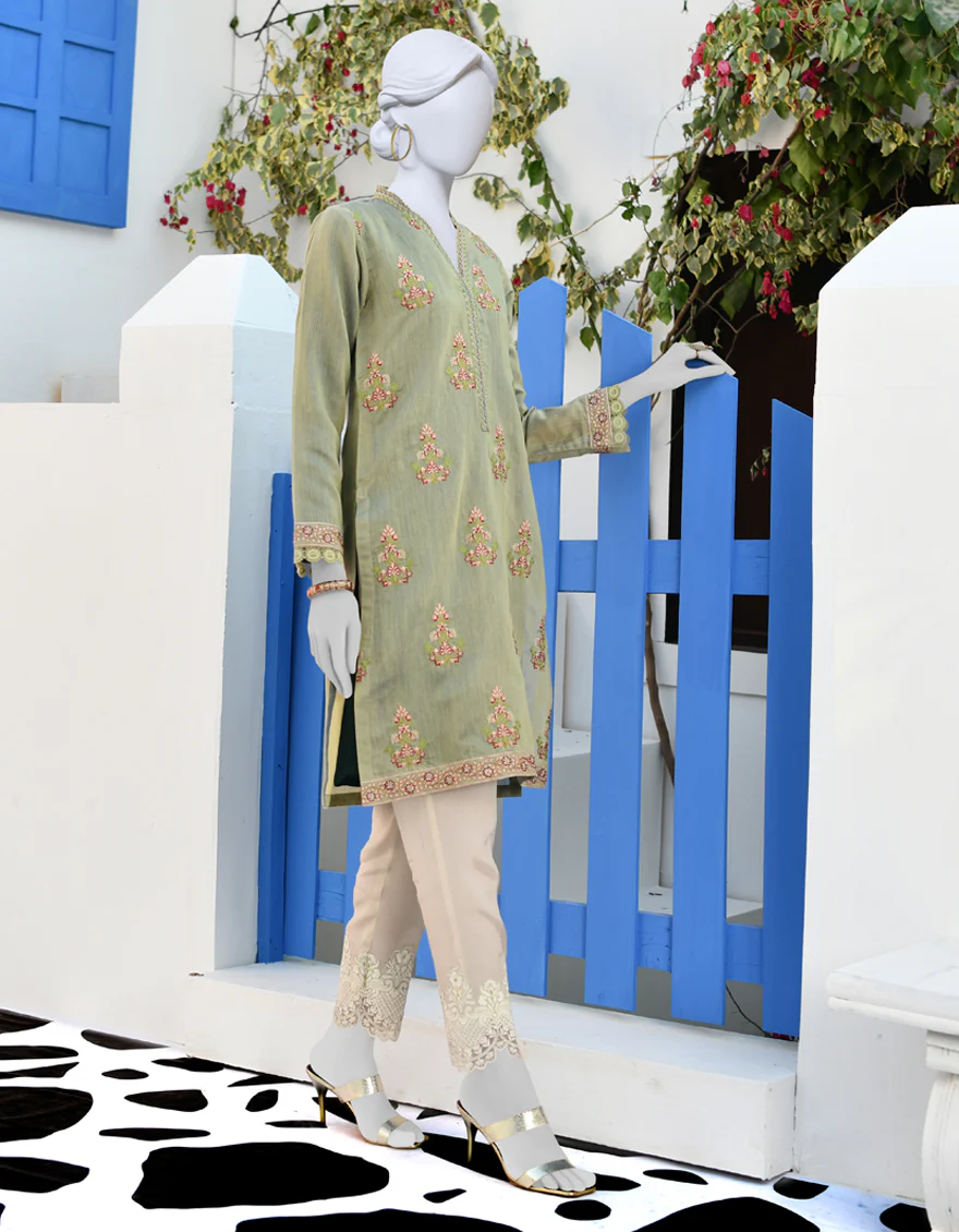 GREEN COTTON KURTI | JJLK-S-JPWK-US-23-932 FB/PAPER COTTON - Image 2