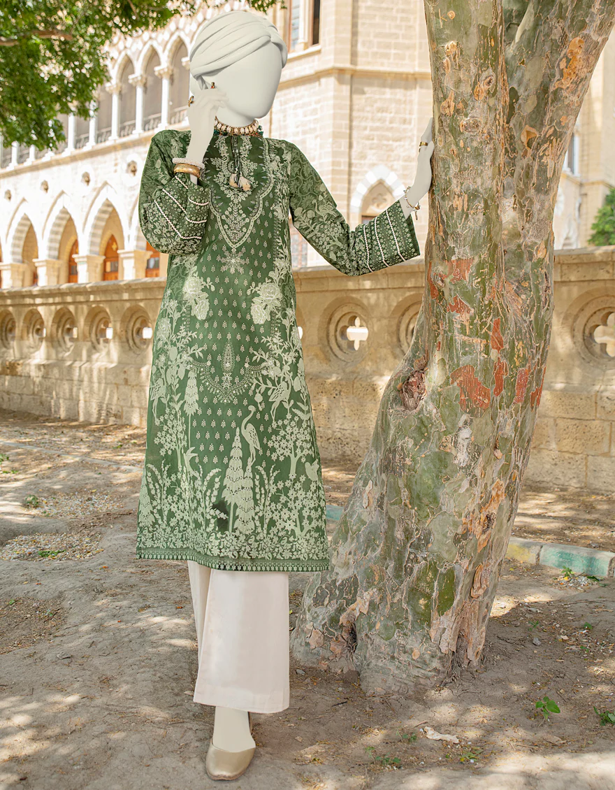 GREEN LAWN KURTI | JJLK-S-JSS-24-428 FB/NEON TRADTIONAL-3