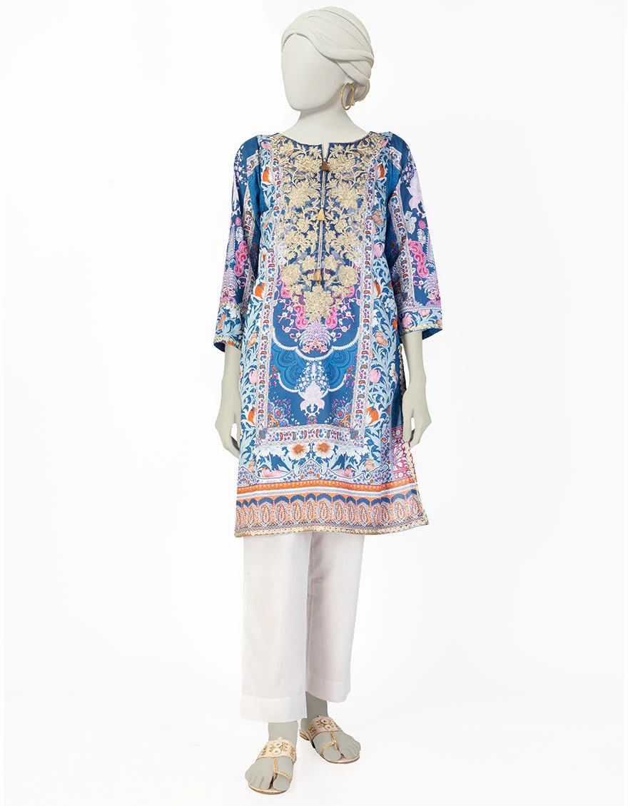 BLUE LAWN KURTI | JJLK-S-JSS-25-406 FB/ROYAL TAPESTRY-2