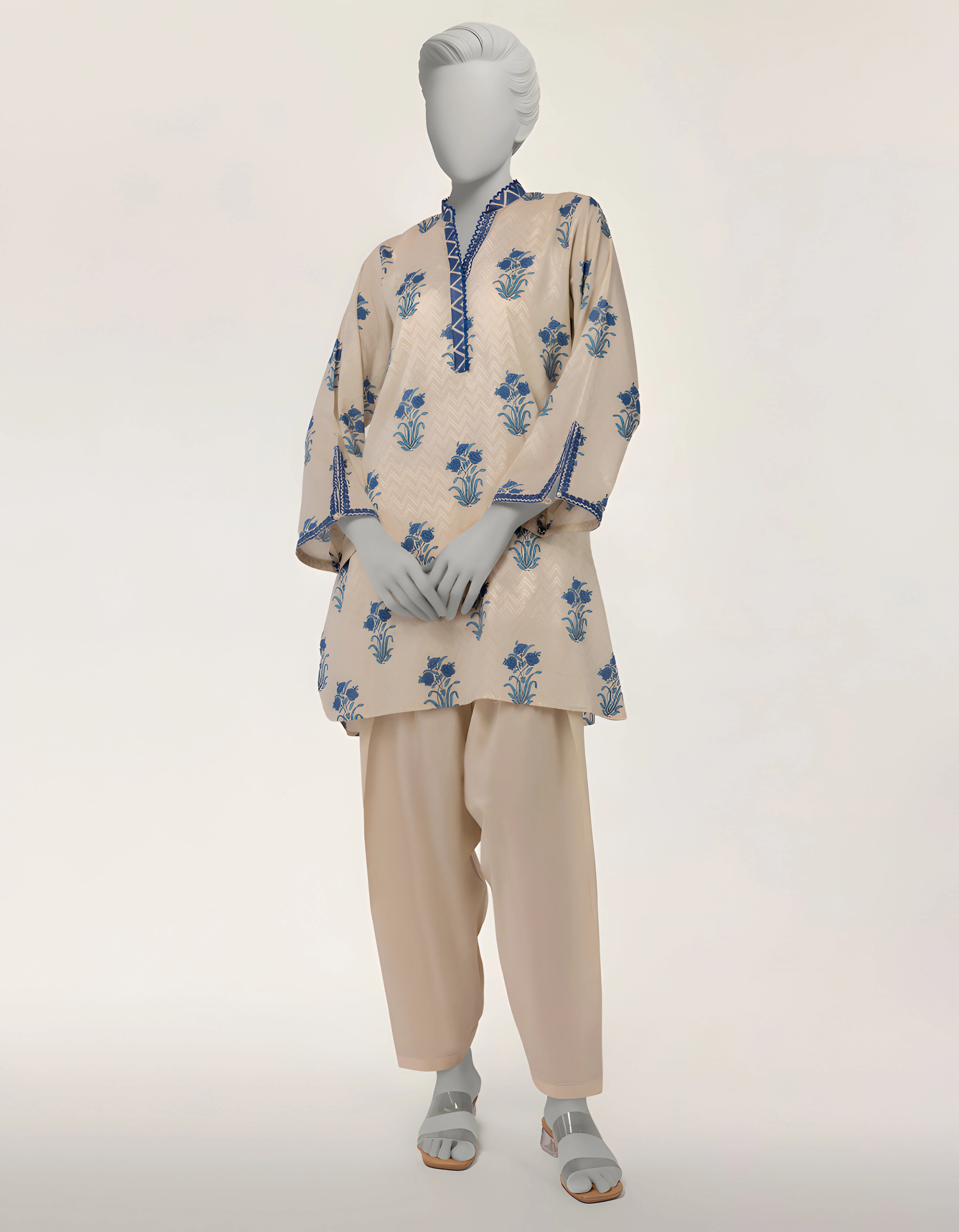 BEIGE LAWN KURTI | JJLK-S-JSS-26-590 FB/ASSORTMENT-02