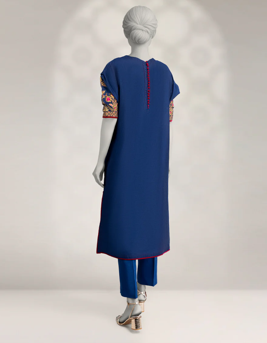 BLUE COTTON NET KURTI | JJLK-W-JFS-25-224 FB/ELFESYA-04 - Image 3