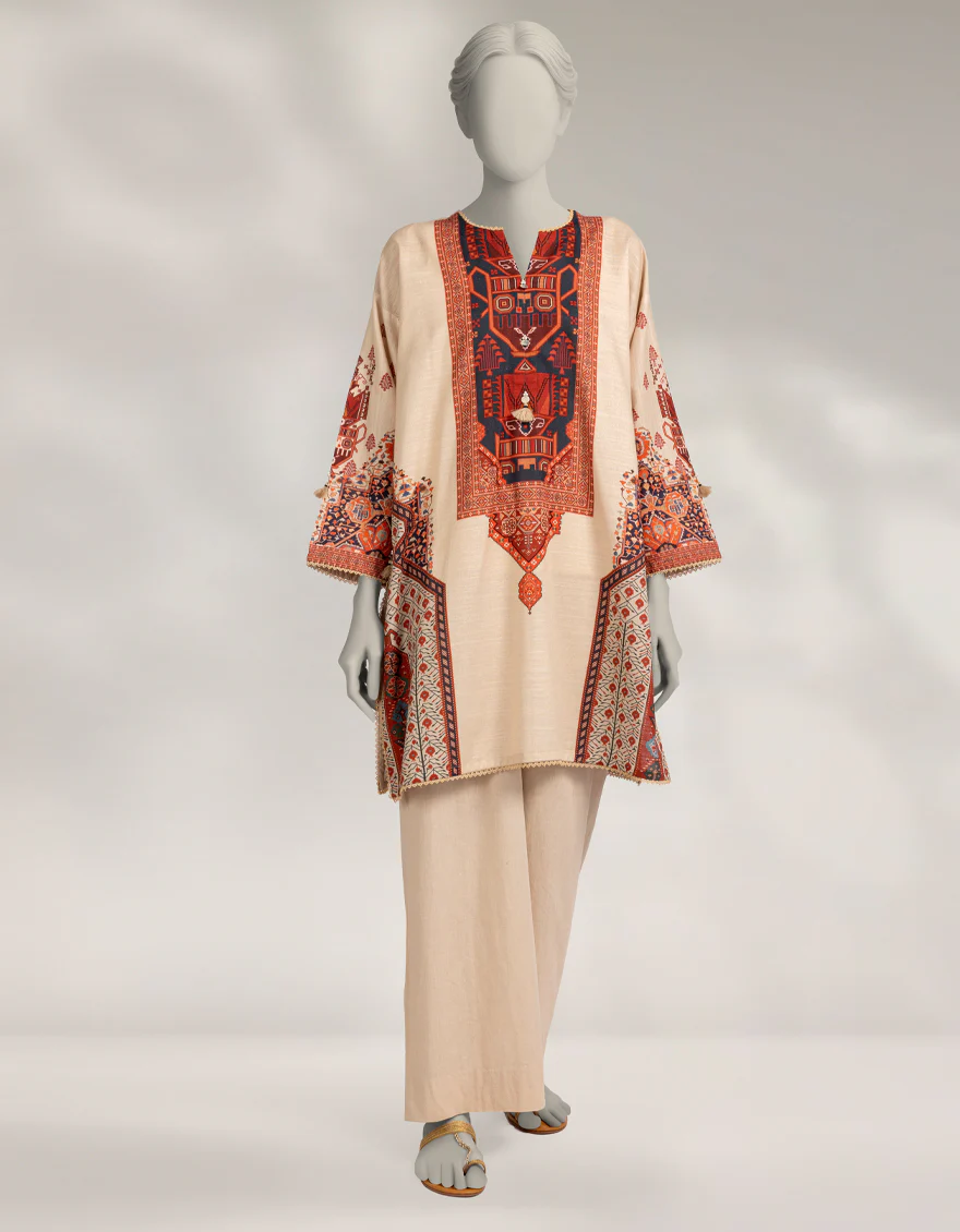 BROWN KHADDAR SLUB KURTI | JJLK-W-JSS-25-568 FB/MOROCCAN RUG-03