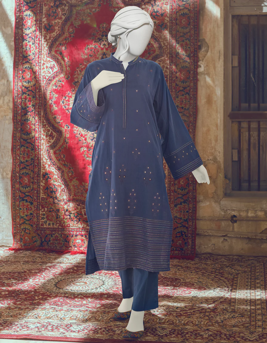 BLUE JACQUARD KURTI | JJLK-W-JWS-US-22-3022 FB/V-WARP-001