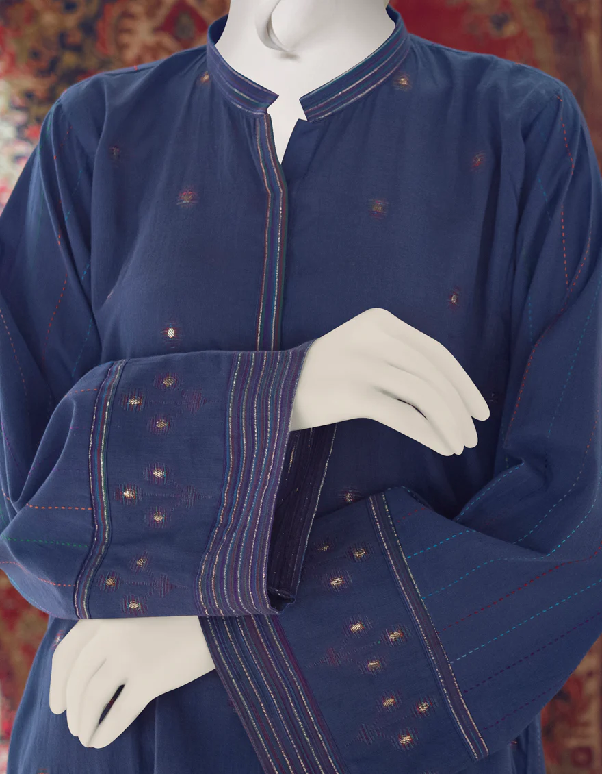 BLUE JACQUARD KURTI | JJLK-W-JWS-US-22-3022 FB/V-WARP-001 - Image 3