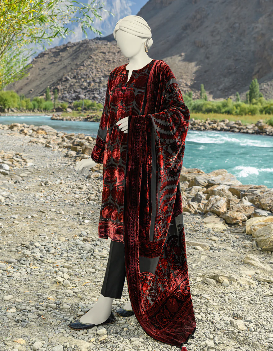 RED & BLACK PALACHI 3PC UNSTITCHED | JJLS-W-JW-US-23-1753 FB/VELVETEEN-1