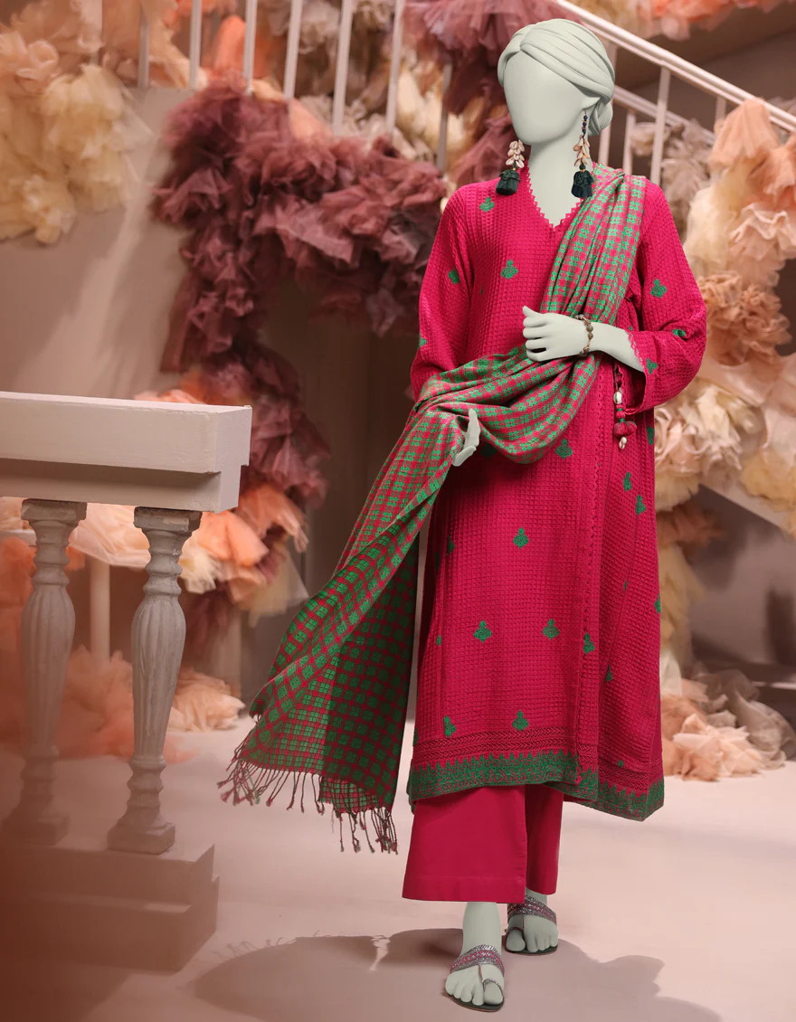 PINK JACQUARD 3PC UNSTITCHED | JJLS-W-JWU-24-1717 FB/FLORAL CHECKS-02