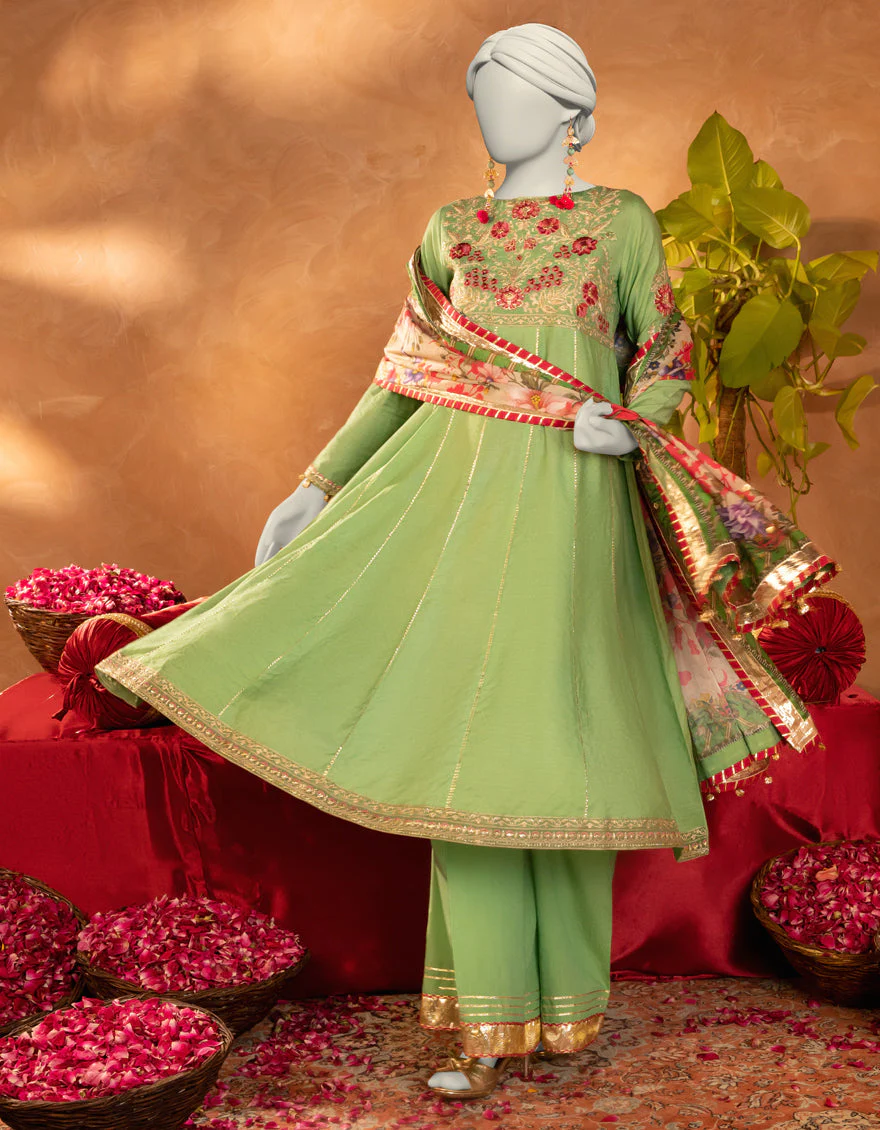 GREEN COTTON SILK 3PC STITCHED | JJPW-S-JPS-25-3908 FB/DANEEN-8 - Image 2