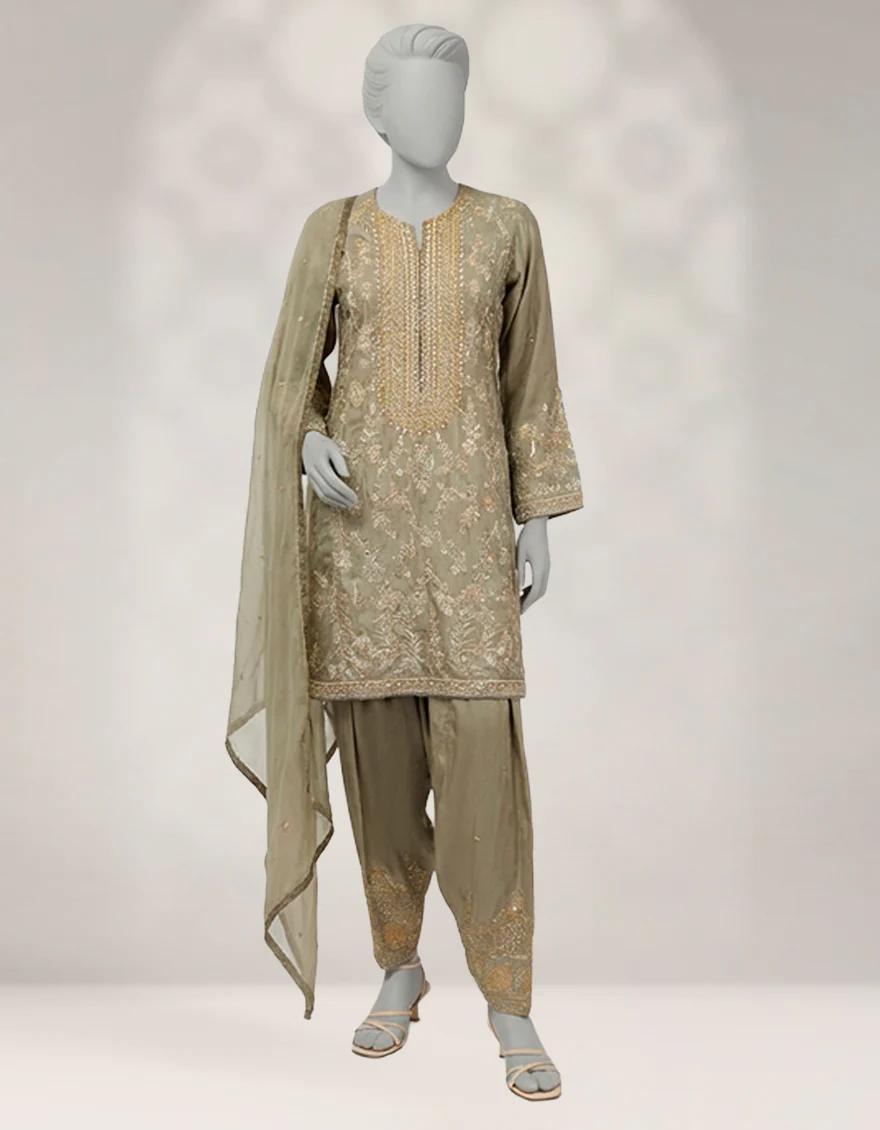 LIME GREEN RAW SILK 3PC STITCHED | JJPW-W-JPS-25-3991 FB/INARA-01