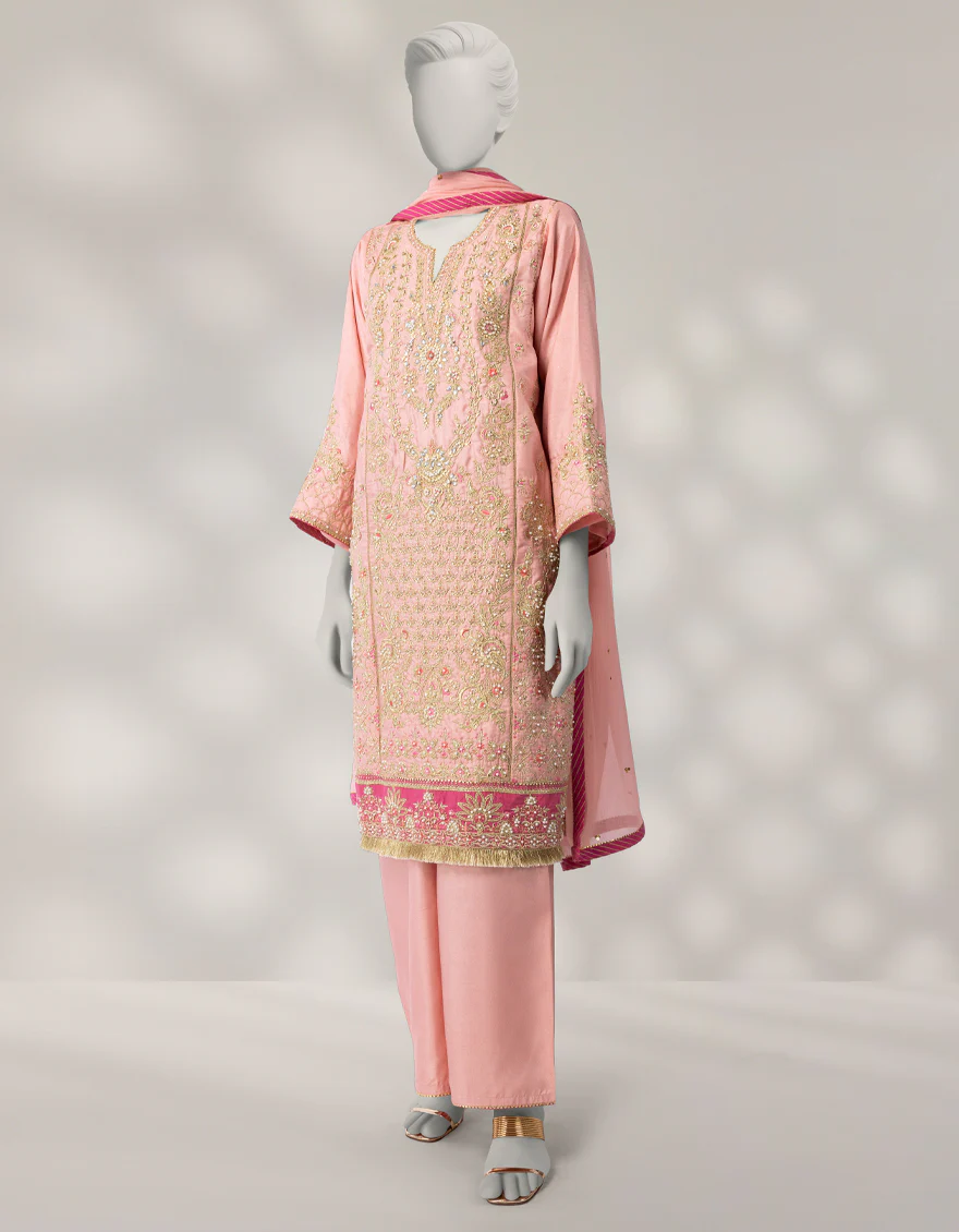PEACH RAW SILK 3PC STITCHED | JJPW-W-JPS-25-3992 FB/INARA-02
