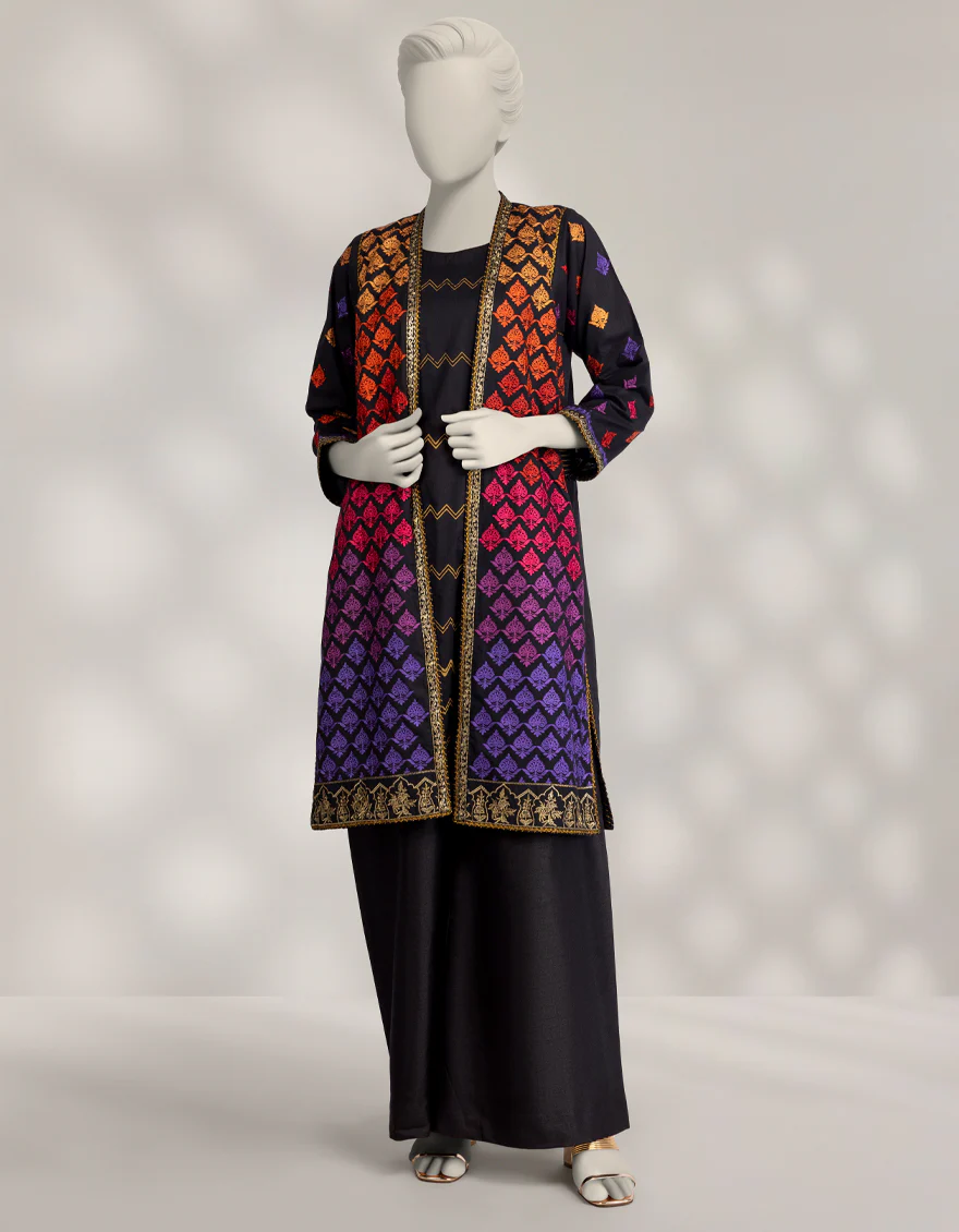 BLACK LAWN SILK 2PC STITCHED | JJPW-W-JPS-25-4086 FB/ELFESYA-01