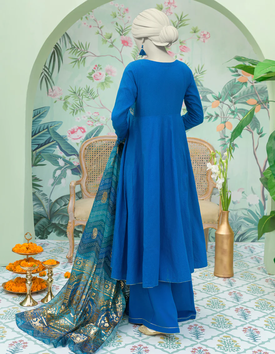 BLUE DOBBY 3PC STITCHED | JJPW-W-JW-24-1782 FB/MAHARANI-3 - Image 2