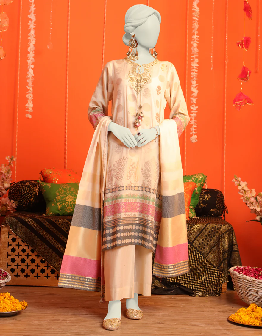 BEIGE JACQUARD 3PC STITCHED | JJPW-W-JW-US-23-1722 FB/TRADITIONAL MOTIFS-3