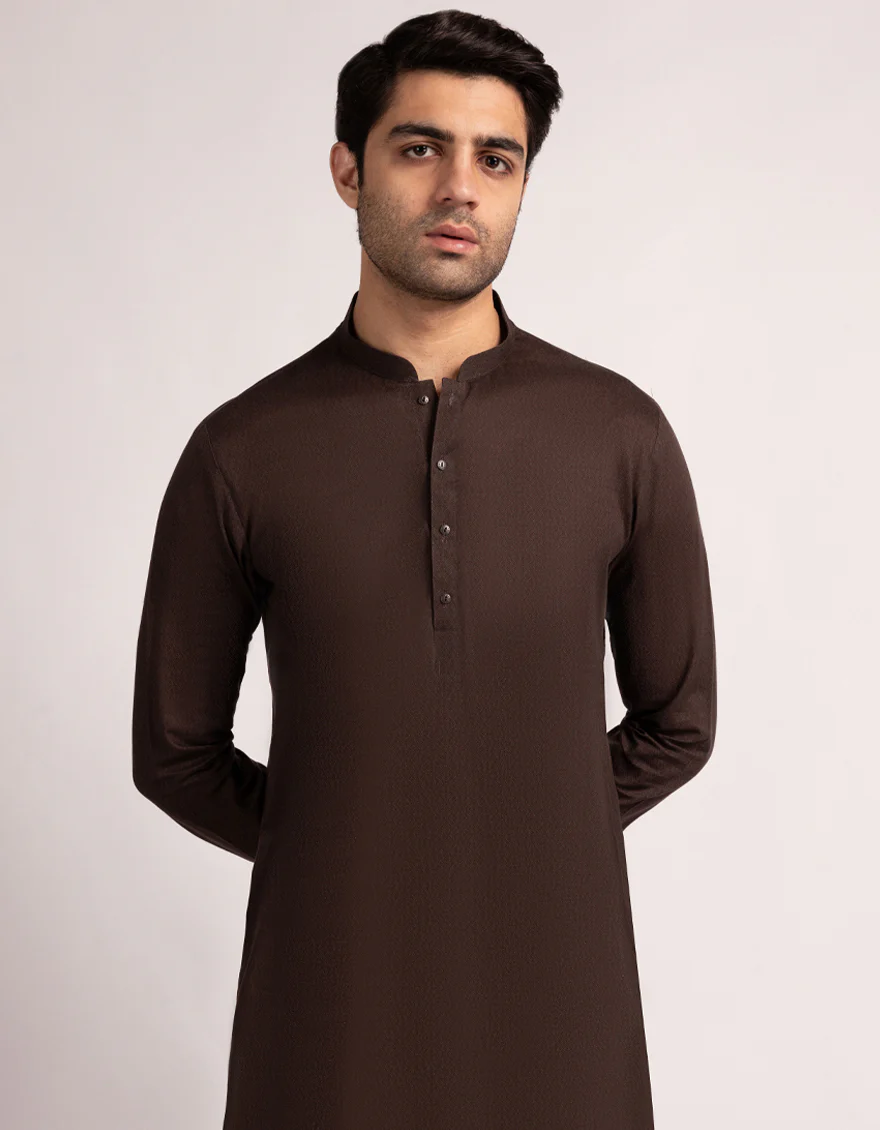 BROWN COTTON THIGH LENGTH KURTA | JJTHK-A-50391/S25/JJ10442-CL - Image 2