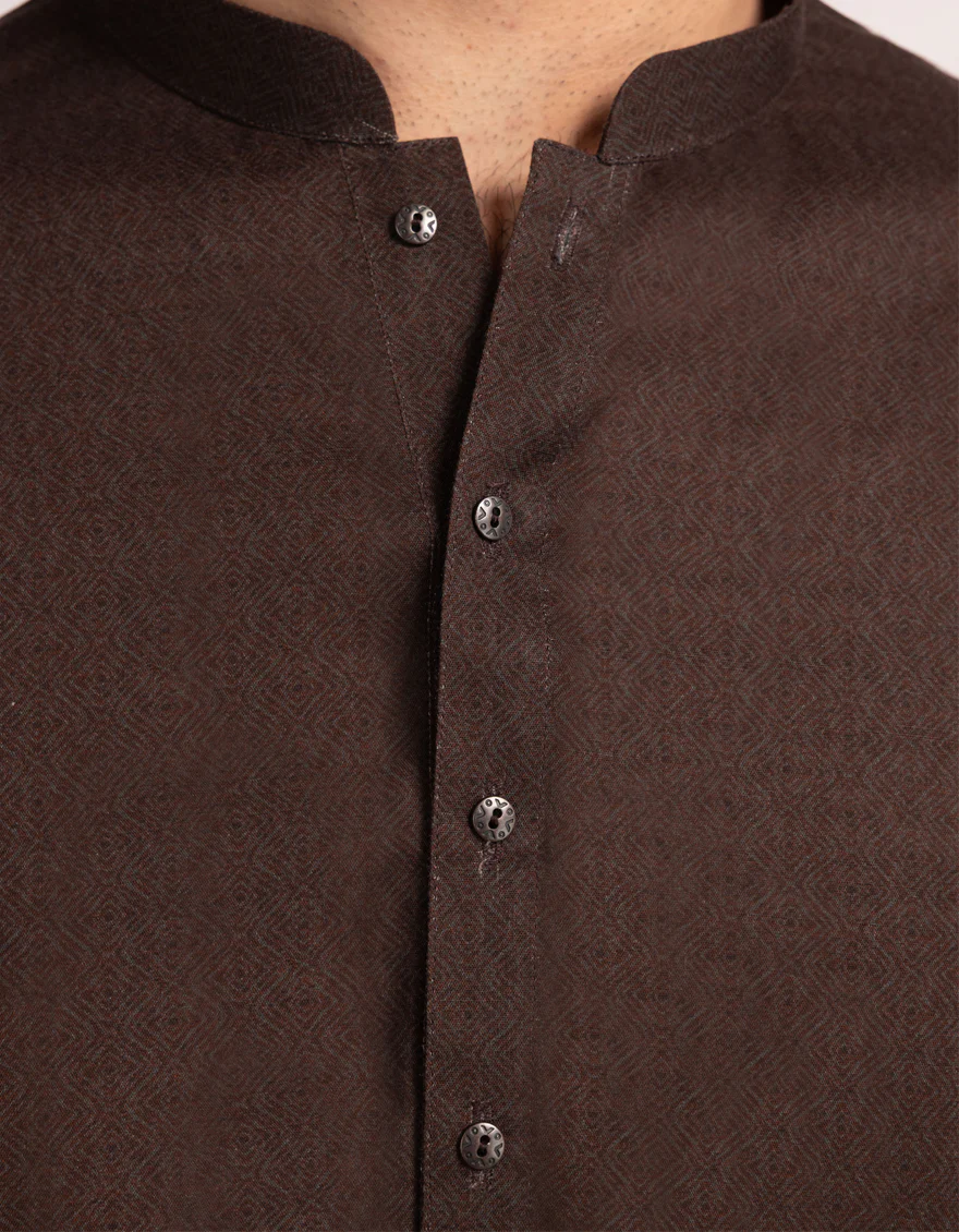 BROWN COTTON THIGH LENGTH KURTA | JJTHK-A-50391/S25/JJ10442-CL - Image 3