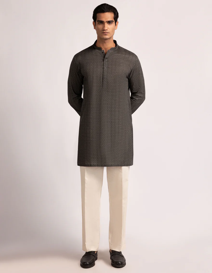 DEEP GREY COTTON THIGH LENGTH KURTA | JJTHK-A-50394/S25/JJ10442-CL