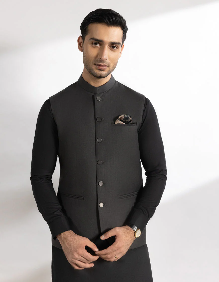 DARK GREY SUITING WAISTCOAT | JJVC-A-33540/S25/JJ10273-PN
