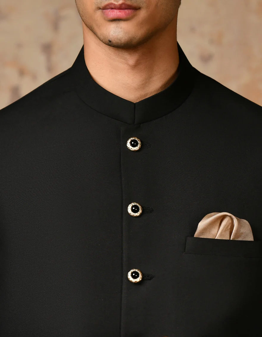 BLACK SUITING WAISTCOAT | JJVC-A-48114-R1-AP/S24/JJ9406-PN - Image 2