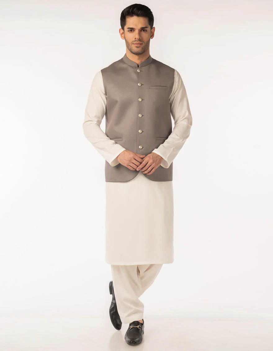 STONE GREY SUITING WAISTCOAT | JJVC-A-48240/S25/JJ10125-PN - Image 2