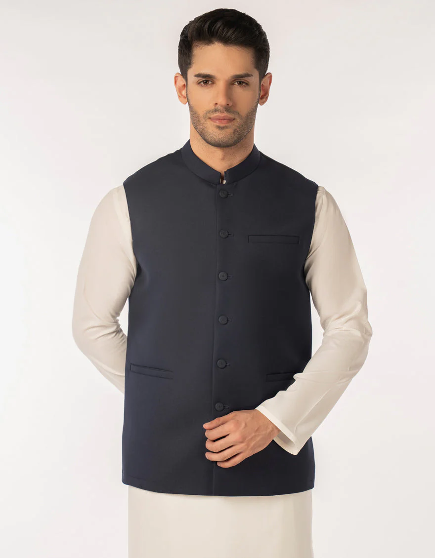 MIDNIGHT BLUE SUITING WAISTCOAT | JJVC-A-48249/S25/JJ10131-PN