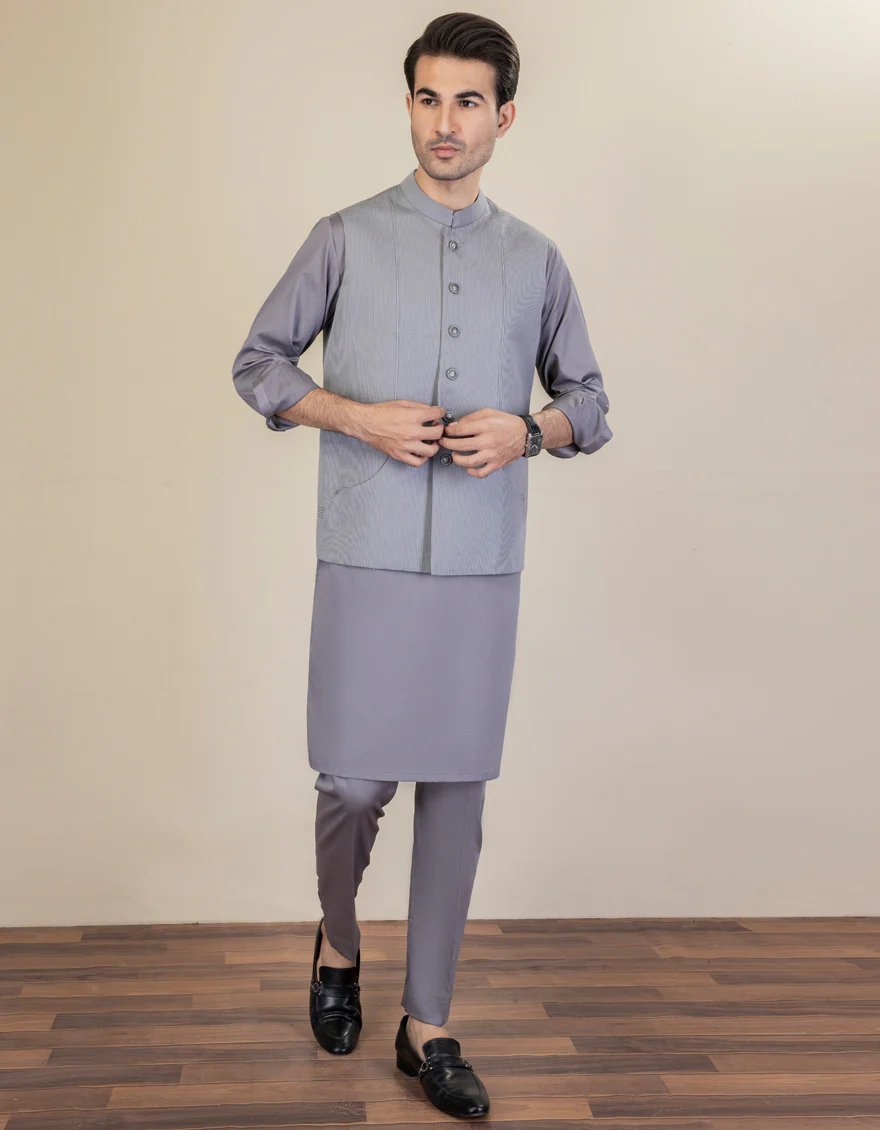 GREY BLENDED WAISTCOAT | JJVC-US-27460/S22/JJ7427-CL