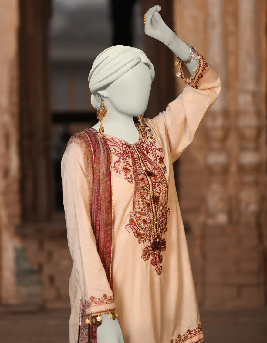 OFF WHITE DOBBY 3PC STITCHED | JLAWN-S-25-018/S KASHMARI-06 - Image 2