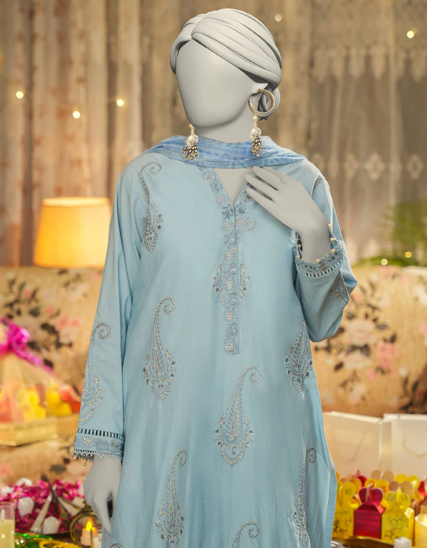 BLUE LAWN 3PC STITCHED | JLAWN-S-25-111/S DHAKA DYNASTY-3 - Image 2