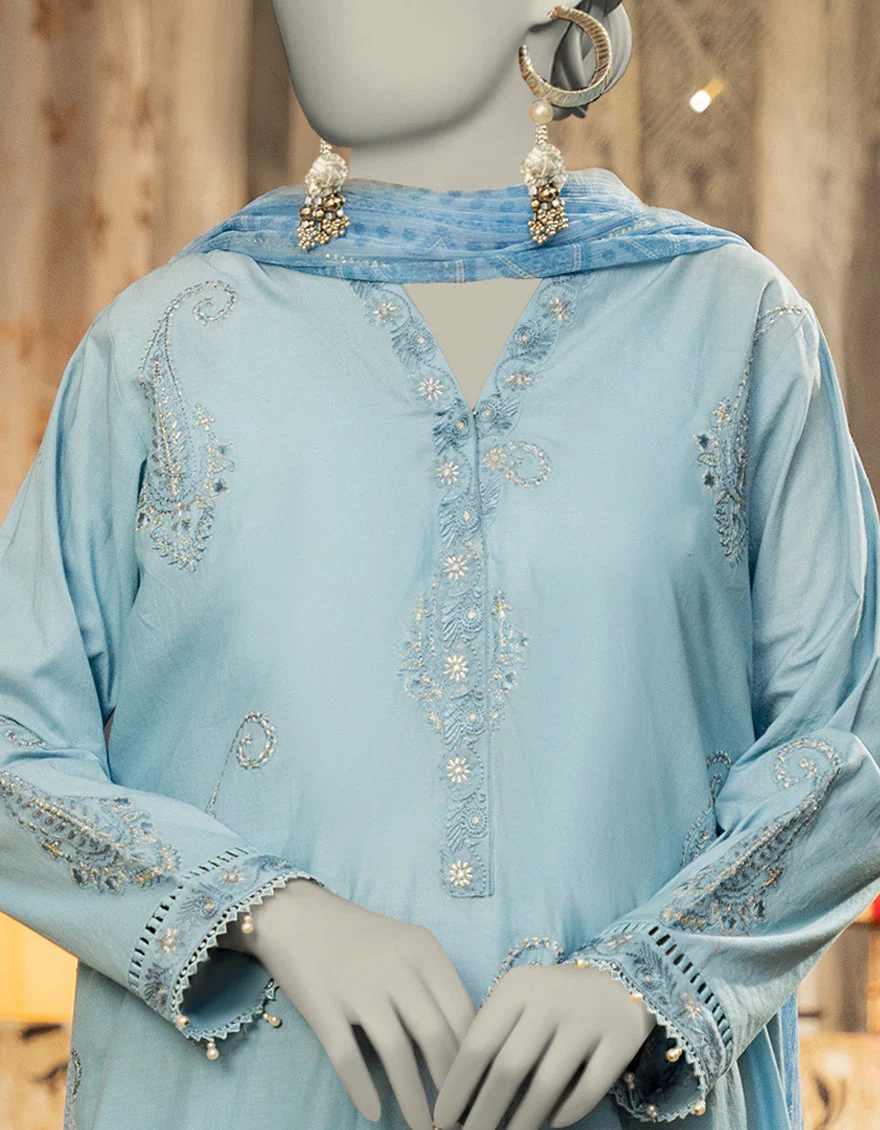 BLUE LAWN 3PC STITCHED | JLAWN-S-25-111/S DHAKA DYNASTY-3 - Image 3