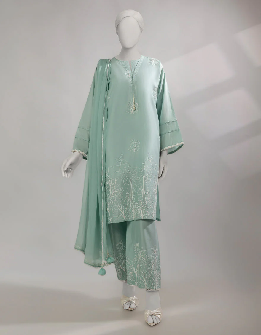 GREEN LAWN 3PC STITCHED | JLAWN-S-25-200/S CHAR BAGH-03
