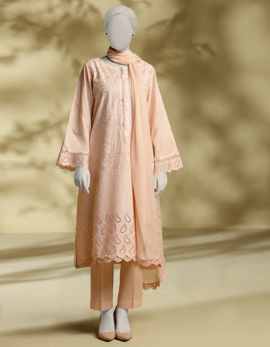 PINK LAWN 3PC STITCHED | JLAWN-S-25-240/S CHIKENKARI-03