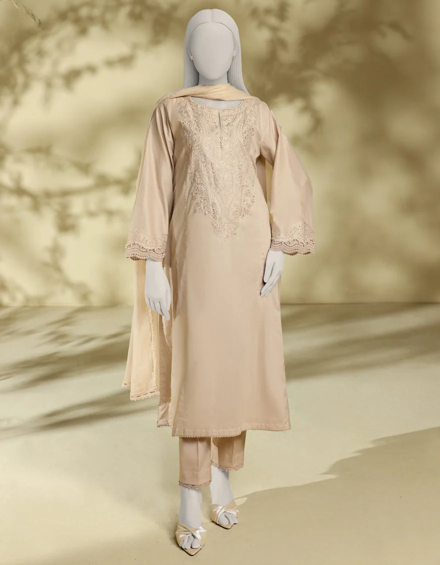 BEIGE LAWN 3PC STITCHED | JLAWN-S-25-241/S CHIKENKARI-04