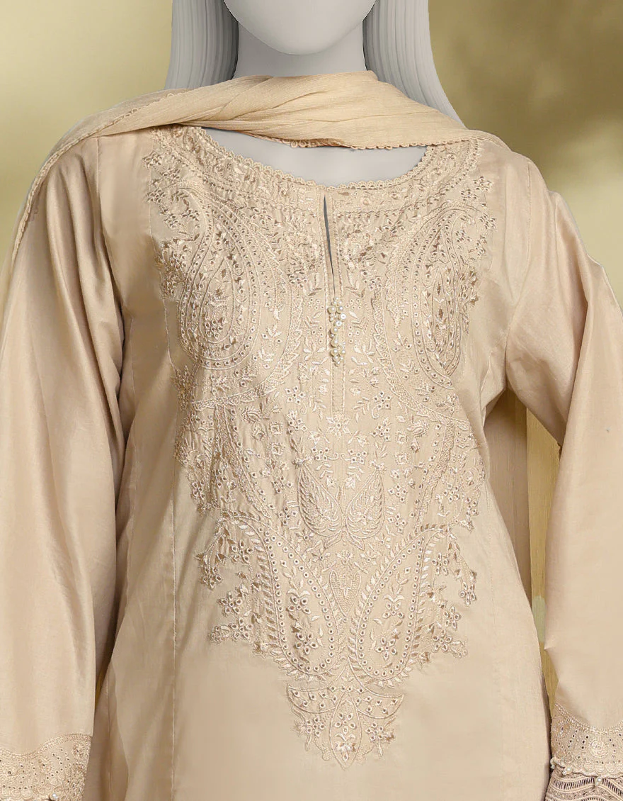 BEIGE LAWN 3PC STITCHED | JLAWN-S-25-241/S CHIKENKARI-04 - Image 4
