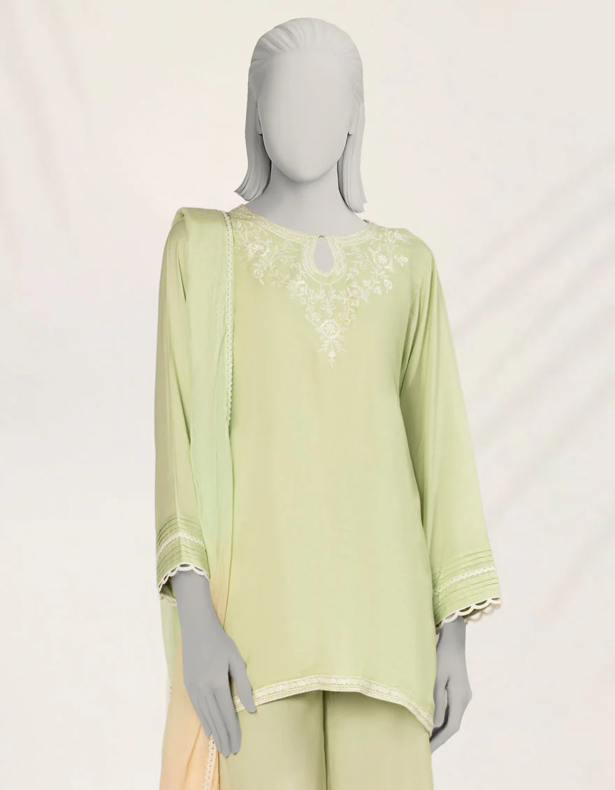 GREEN IMPURE SILK 3PC STITCHED | JLAWN-S-25-266/S DIP DYE-01 - Image 3