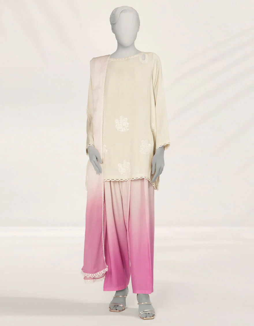 MULTICOLOR SILK 3PC STITCHED | JLAWN-S-25-267/S DIP DYE-02