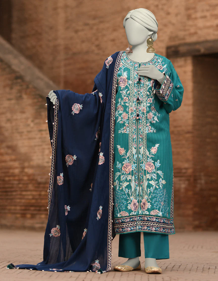 BLUE DOBBY 3PC UNSTITCHED | JLAWN-S-25-3188 GRANDIOUS-08