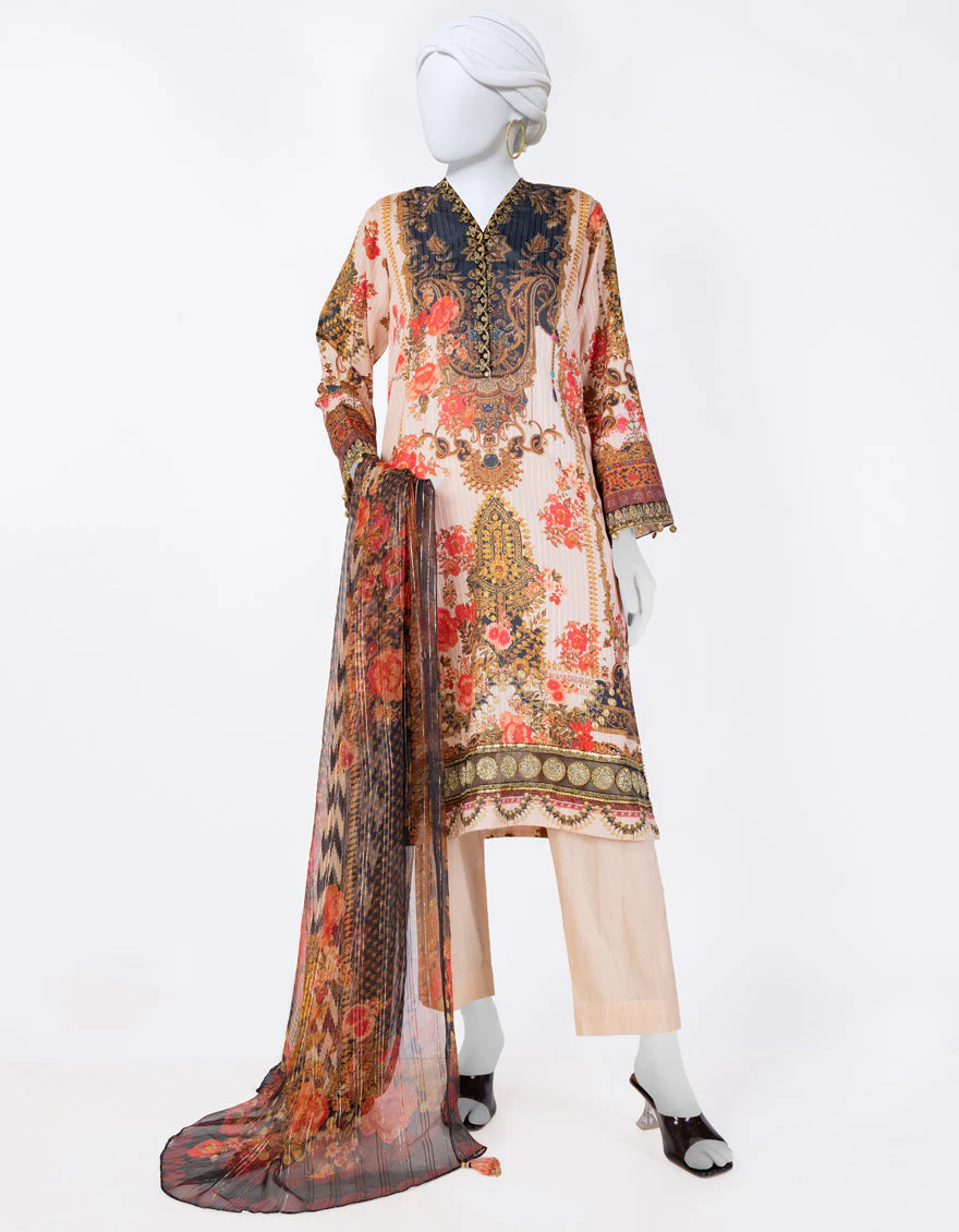 BEIGE DOBBY 3PC UNSTITCHED | JLAWN-S-25-812 ROYAL HERITAGE-4