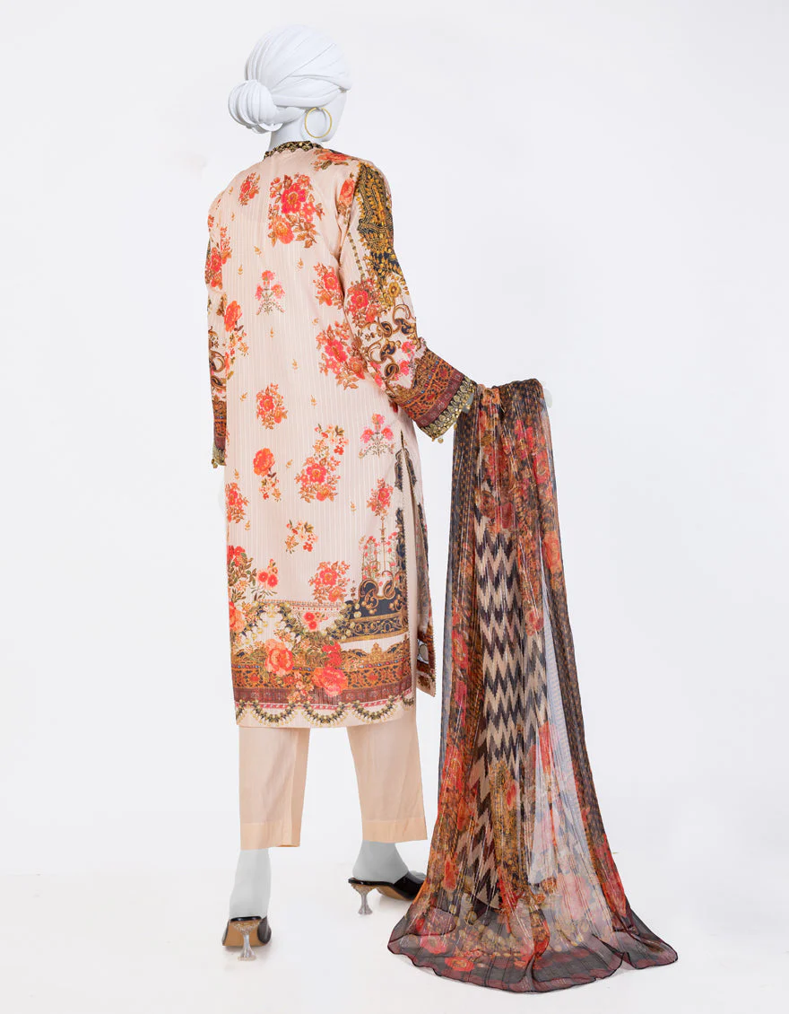BEIGE DOBBY 3PC UNSTITCHED | JLAWN-S-25-812 ROYAL HERITAGE-4 - Image 2
