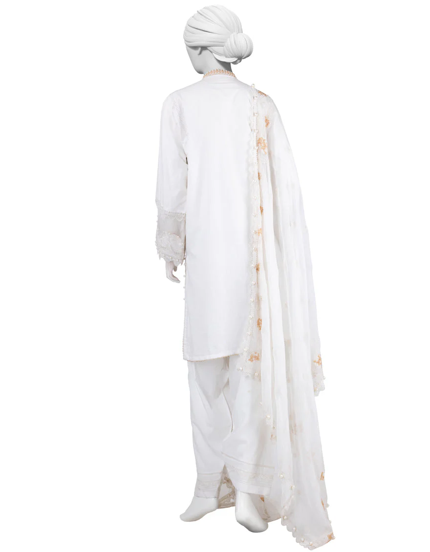 WHITE LAWN 3PC STITCHED | JLAWN-S-25-831/S LUXE-B-05 - Image 2