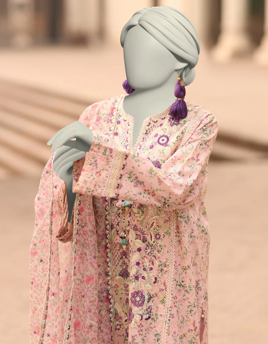 PINK LAWN 3PC UNSTITCHED | JLAWN-S-25-839 MAHROSH-3 - Image 2