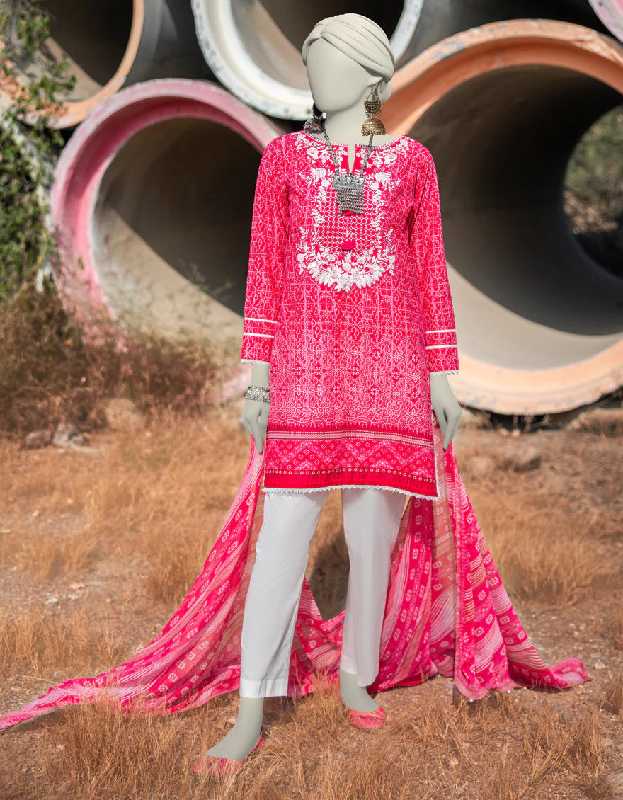 PINK LAWN 2PC STITCHED | JLAWN-S-JDS-25-1004/S LEHRIA CHUNRI-04