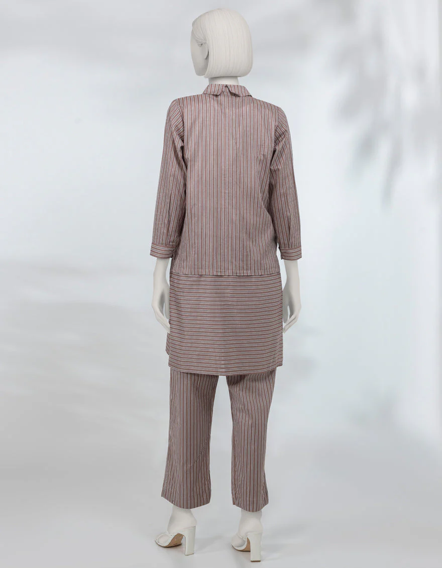 BROWN LAWN 2PC STITCHED | JLAWN-S-JST-25-2148/S SOFT STRIPS-2 - Image 2