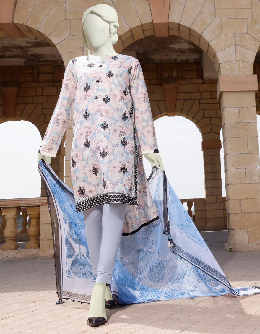 MULTICOLOR LAWN 3PC UNSTITCHED | JLAWN-S-US-22-374 OPULENT