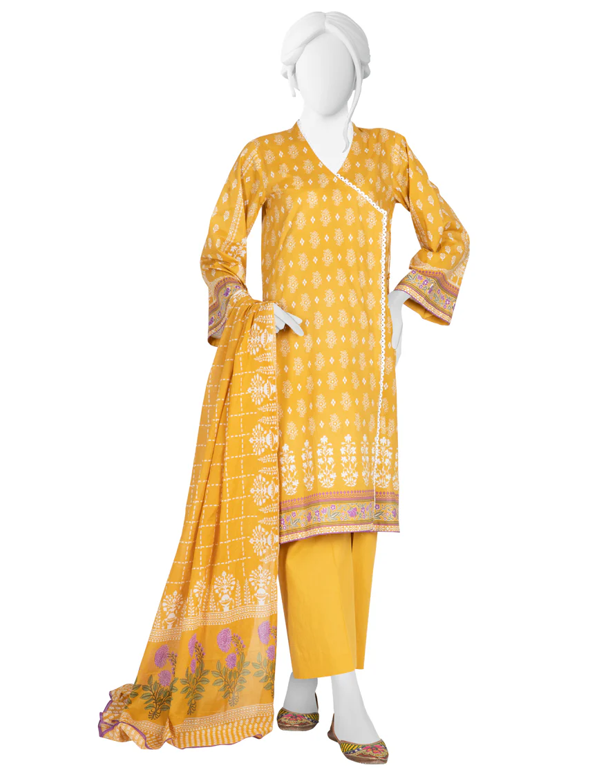 MUSTARD LAWN 3PC STITCHED | JLAWN-S-US-23-188/S ASFA
