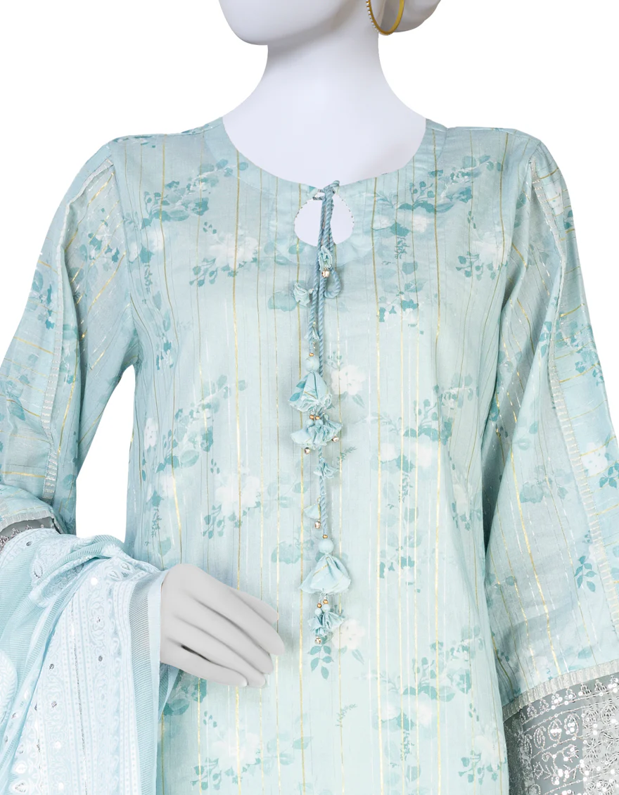 LIGHT BLUE 3PC STITCHED | JLAWN-S-US-23-416/S NAZM E ZARI-3 - Image 3