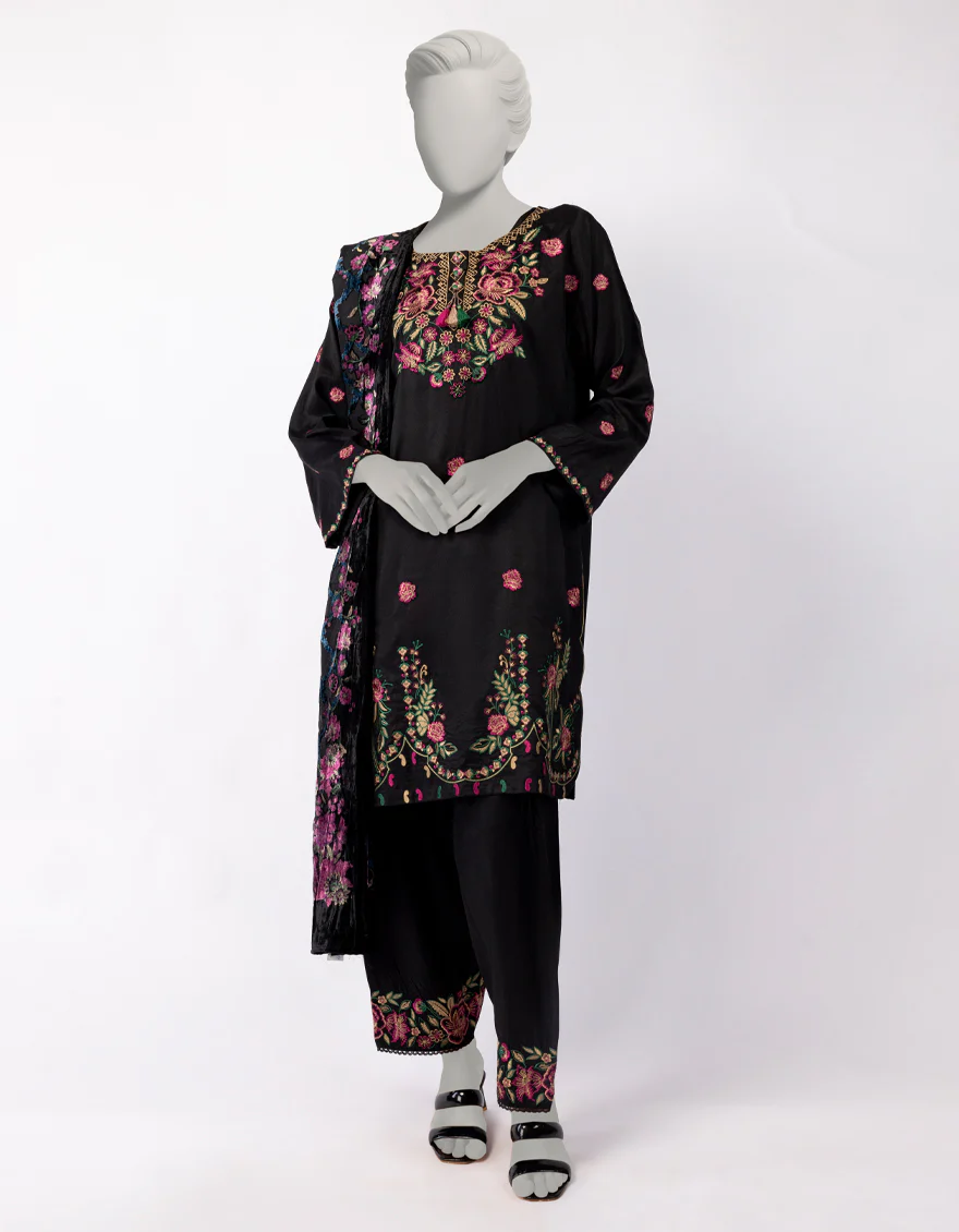 BLACK MAPLE SILK 3PC STITCHED | JLAWN-W-25-337/S BOLD PALACHI-01