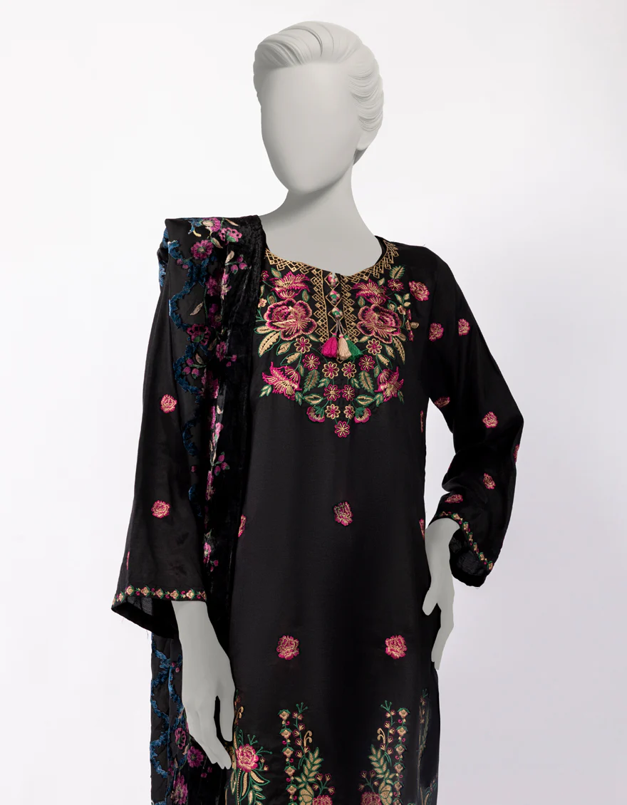 BLACK MAPLE SILK 3PC STITCHED | JLAWN-W-25-337/S BOLD PALACHI-01 - Image 2