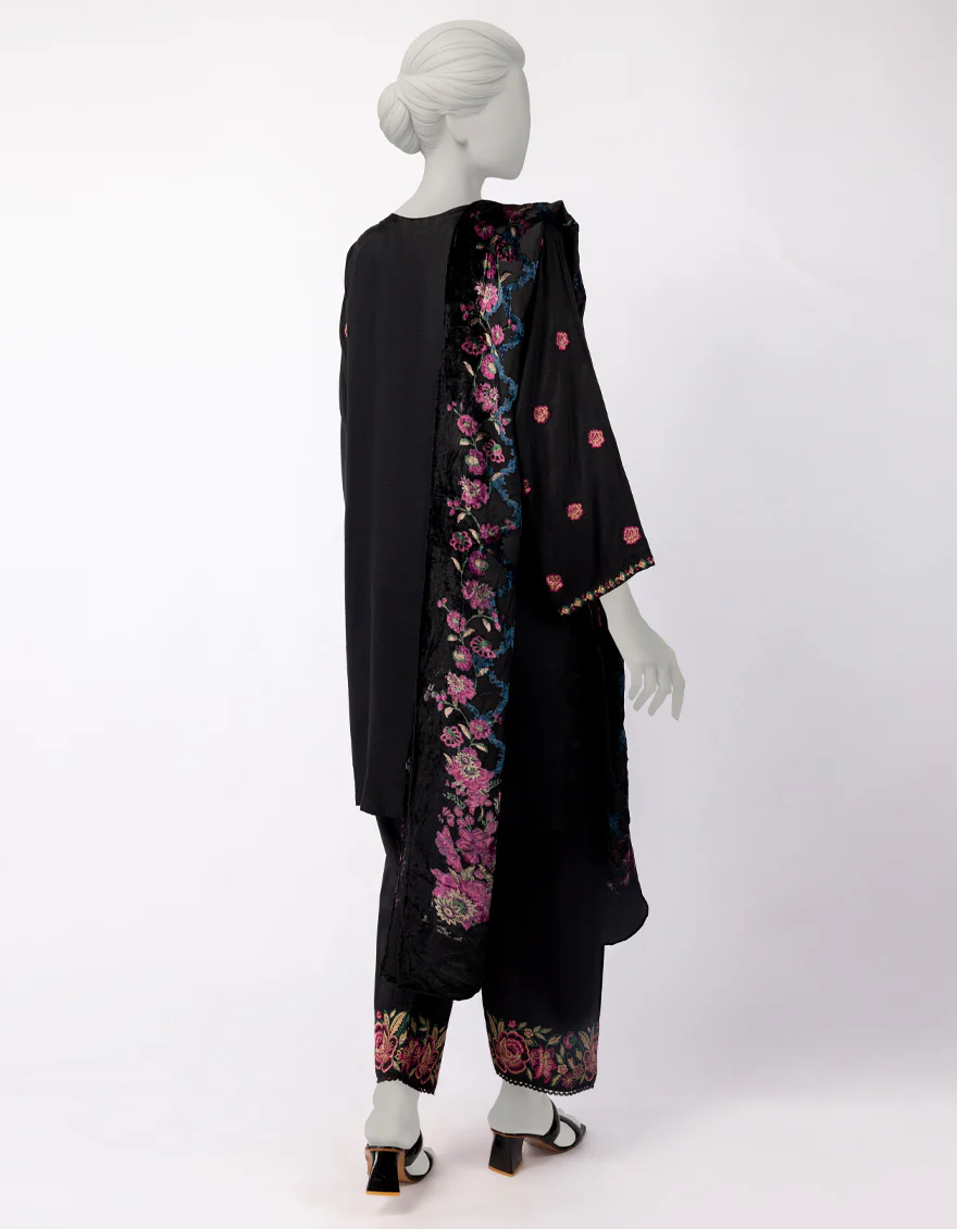 BLACK MAPLE SILK 3PC STITCHED | JLAWN-W-25-337/S BOLD PALACHI-01 - Image 3