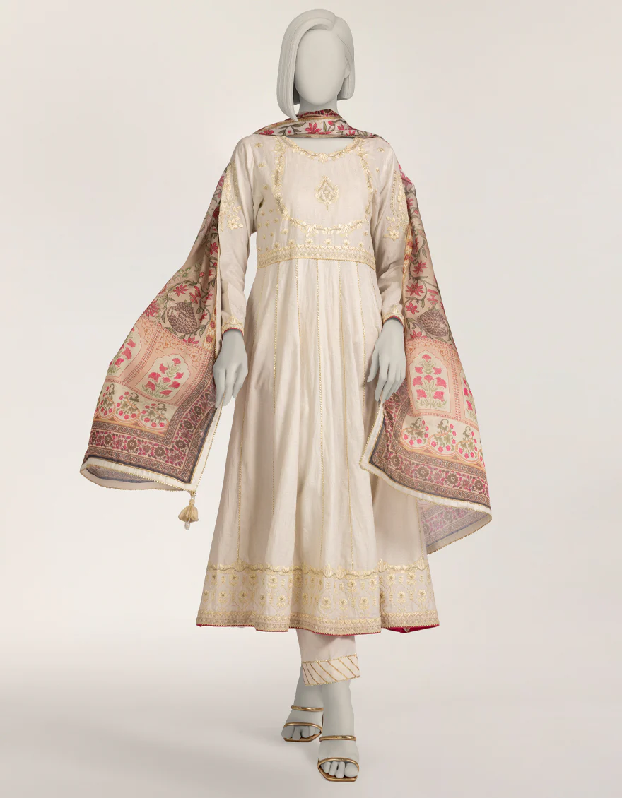 OFF WHITE DOBBY 3PC STITCHED | JLAWN-W-25-341/S JAIPUR-01